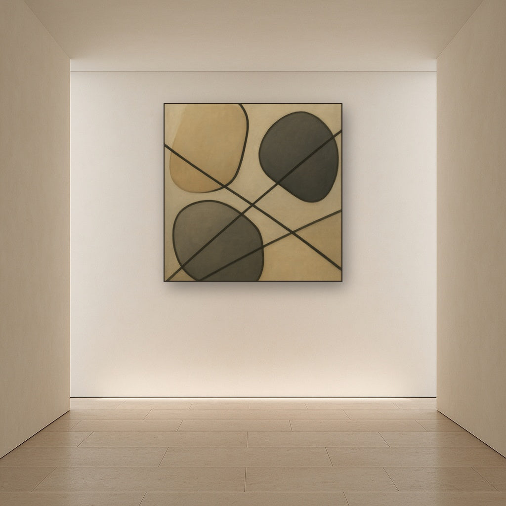 Organic Pebble Contours & Slanted Lines No. 14 Oil Painting - View 5