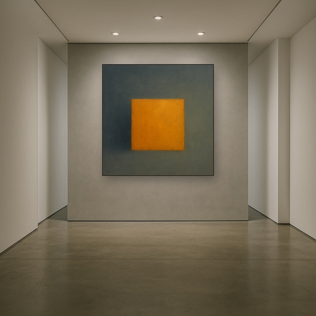 Cadmium Amber & Slate Grey Block No. 10 - Modern Fine Art Oil Painting - View 5