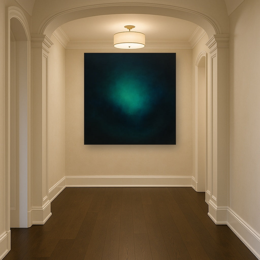 Emerald & Midnight Sapphire Sfumato Immersion Oil Painting - View 5