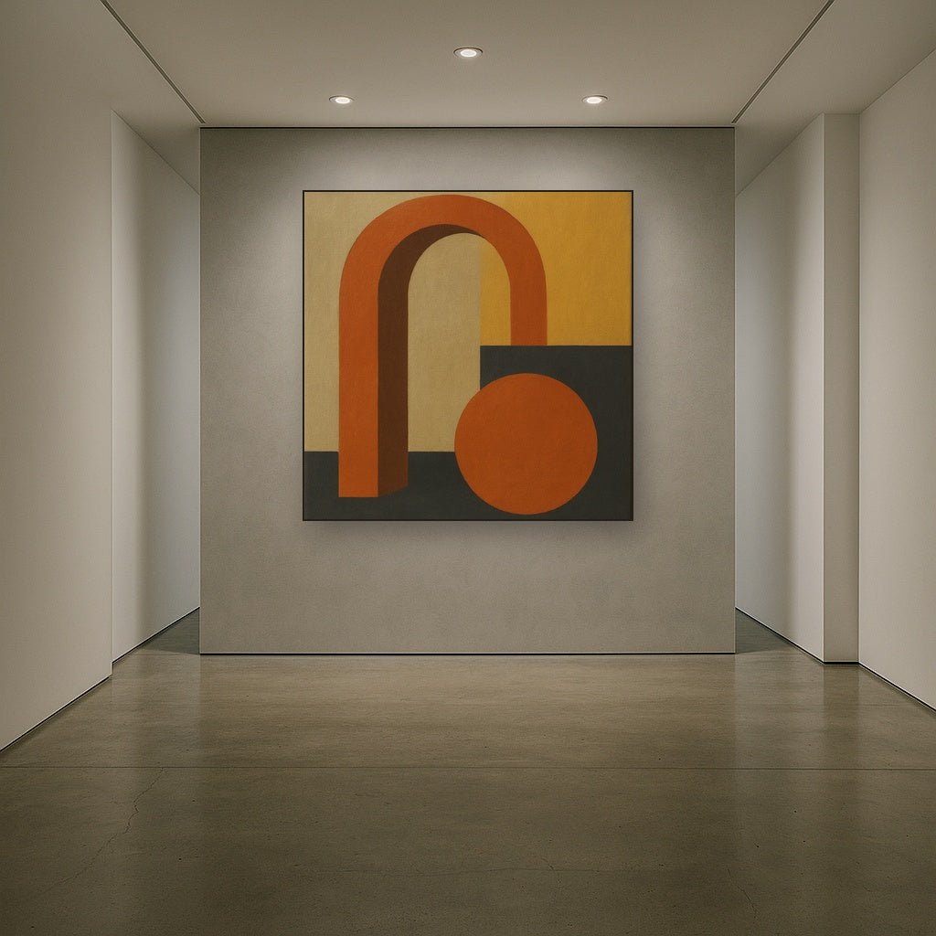 Bauhaus Archway & Terracotta Semicircle Suite No. 14 Fine Art Oil Painting - View 5