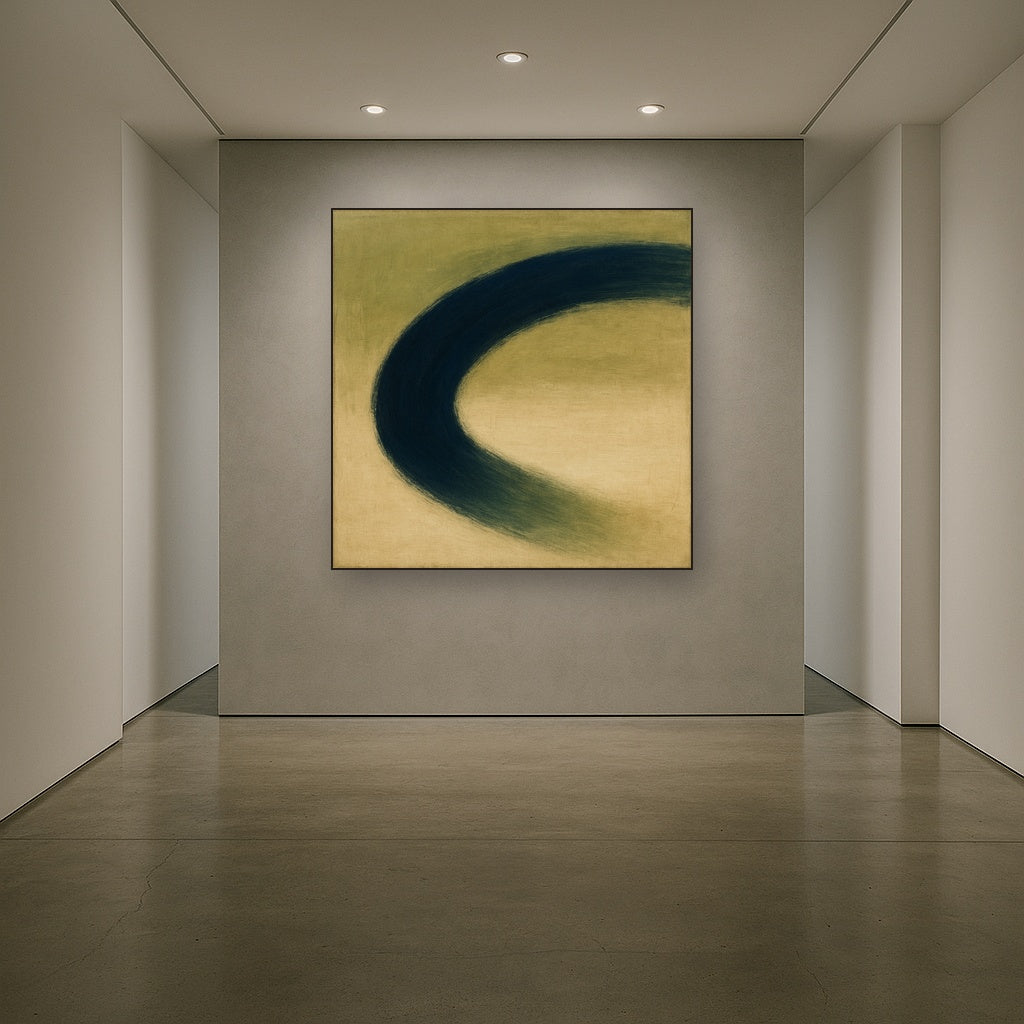Navy Indigo & Warm Sand Sweep No. 2 - Modern Fine Art Oil Painting - View 5
