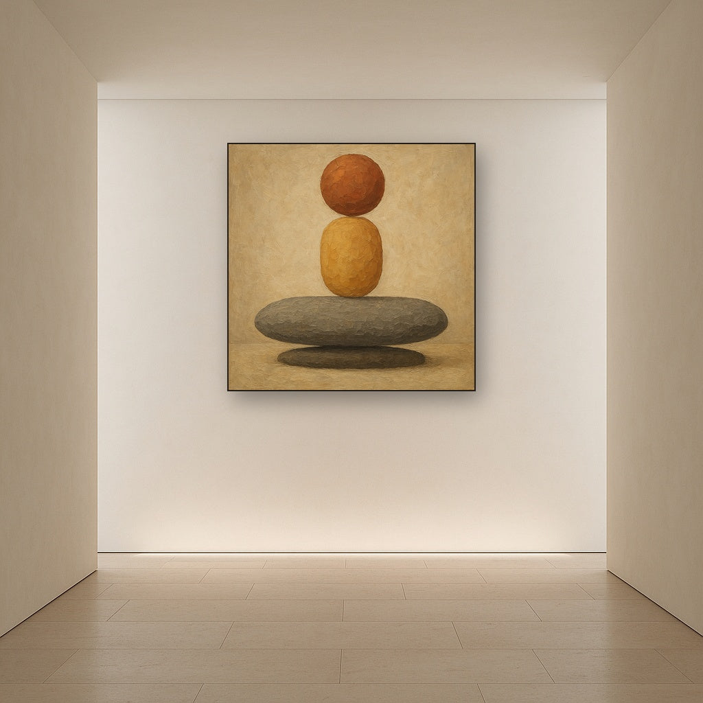 Ashen Earth and Ochre Balance Oil Painting - View 5