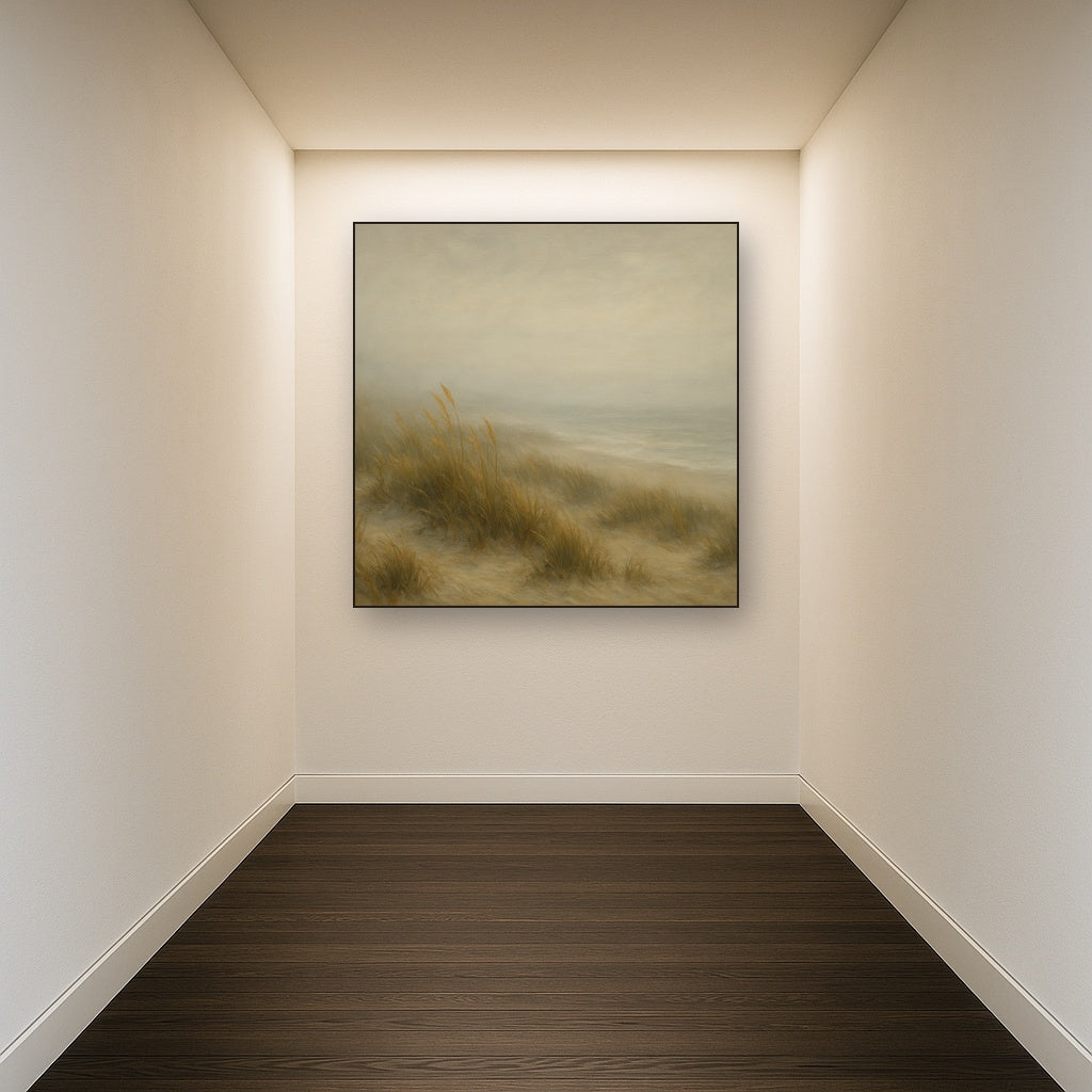 Ethereal Coastal Sea Fog over Silent Dunes No. 6 Fine Art Oil Painting - View 5