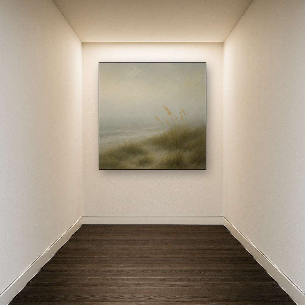 Ethereal Coastal Sea Fog over Silent Dunes No. 7 Fine Art Oil Painting - View 5