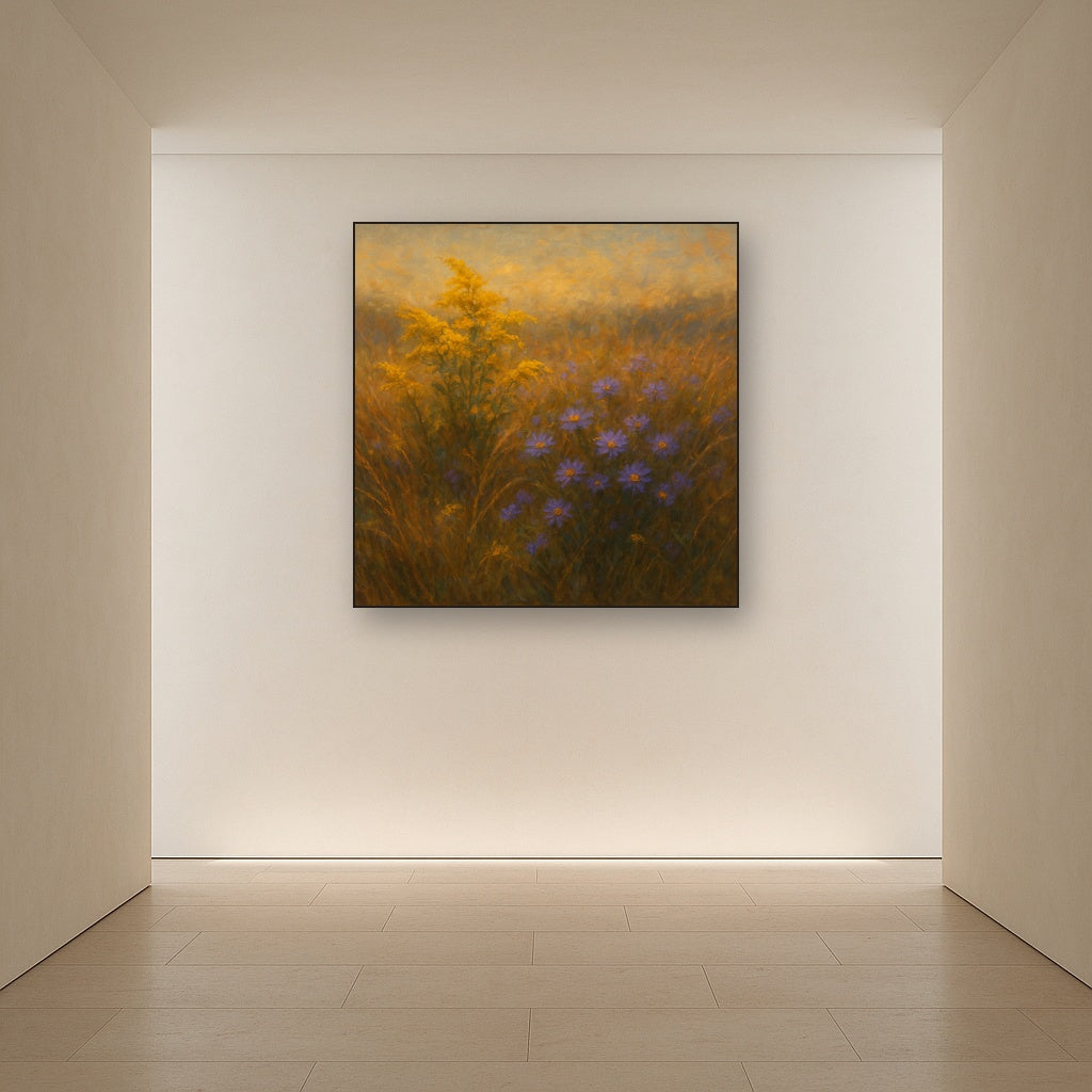 Goldenrod & Autumn Asters in Rustic Meadow No. 11 Fine Art Oil Painting - View 5