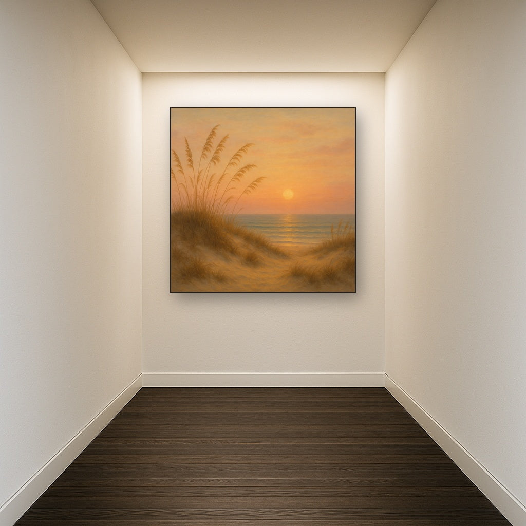 Sea Oats on Rolling Coastal Dunes at Sunset No. 20 Oil Painting - View 5