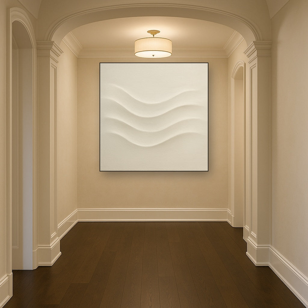 Monochrome Wave Relief No. 2 - Modern Fine Art Oil Painting - View 5