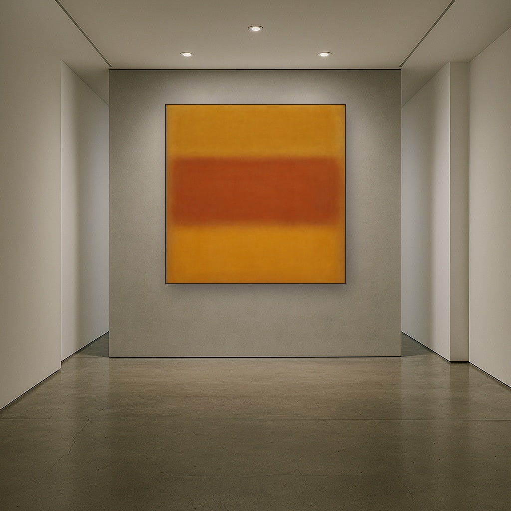 Luminous Ochre & Terracotta Horizon Color Field No. 25 Oil Painting - View 5