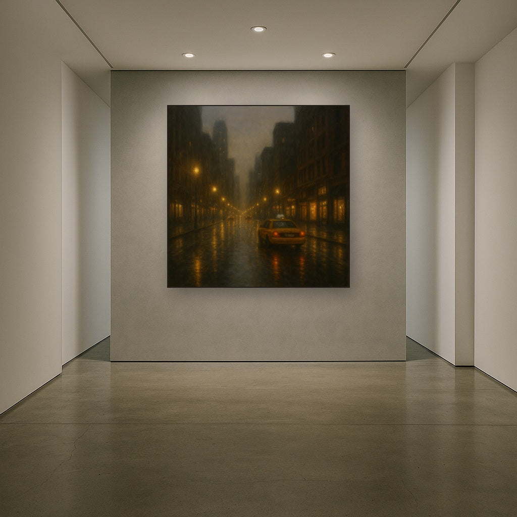 Rain-Drenched Manhattan Avenue Lights No. 30 Oil Painting - View 5