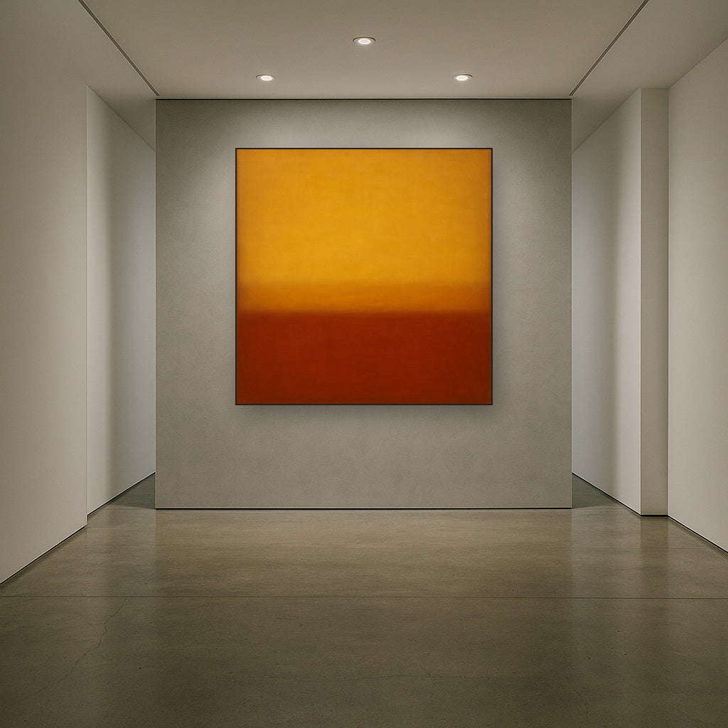 Luminous Ochre & Terracotta Horizon Color Field No. 2 Oil Painting - View 5