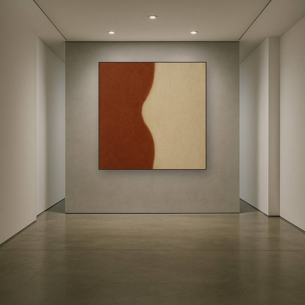 Burnt Umber & Greige Duet No. 7 - Modern Fine Art Oil Painting - View 5