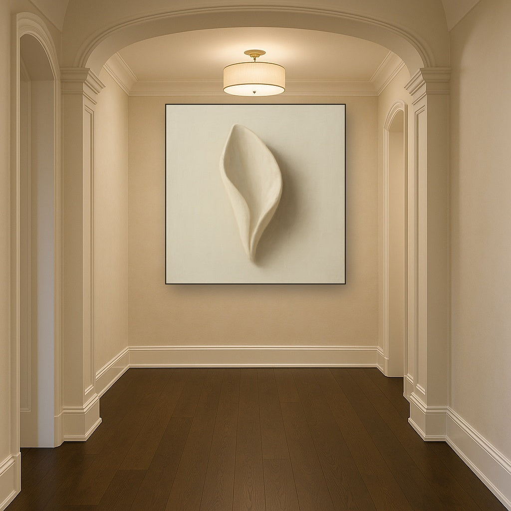 Sculpted Ivory Floral Contour No. 1 - Modern Fine Art Oil Painting - View 5