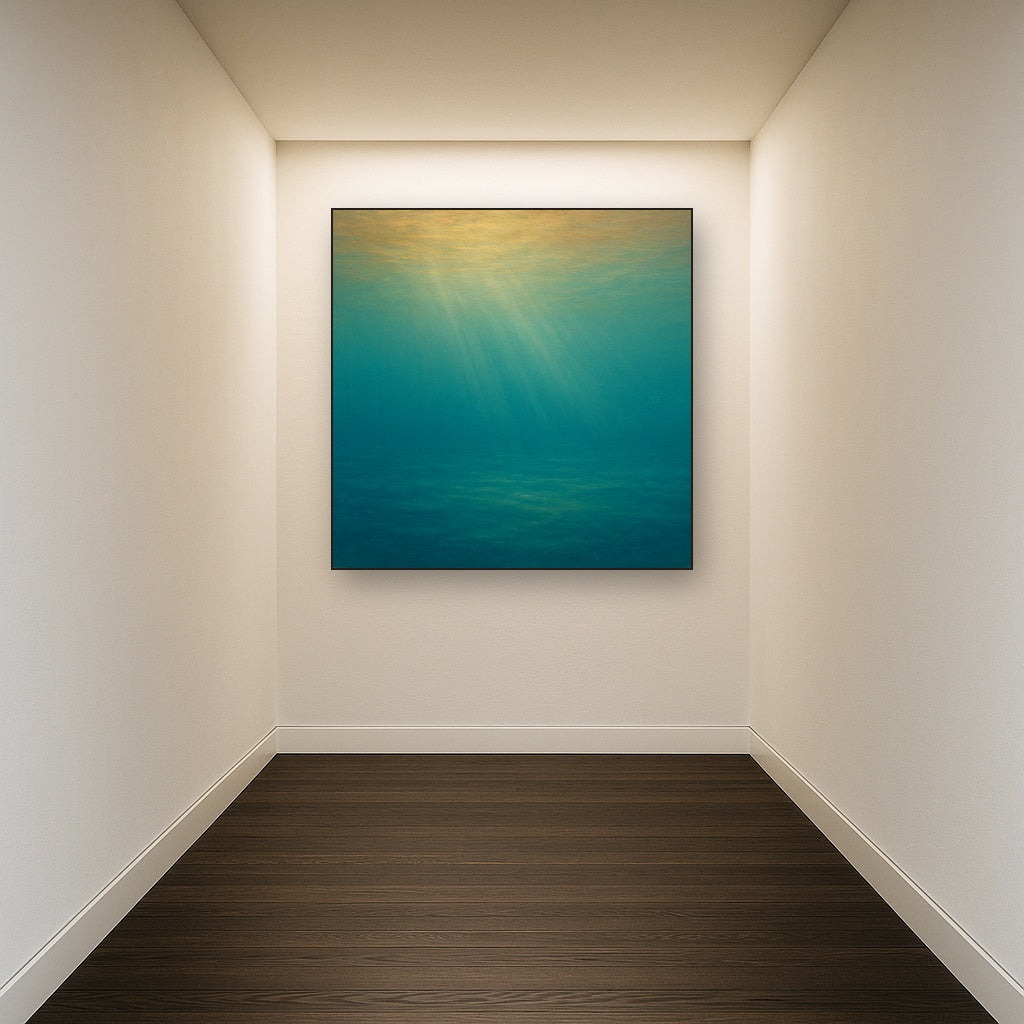 Minimalist Aquamarine Reef Void No. 10 - Modern Fine Art Oil Painting - View 5
