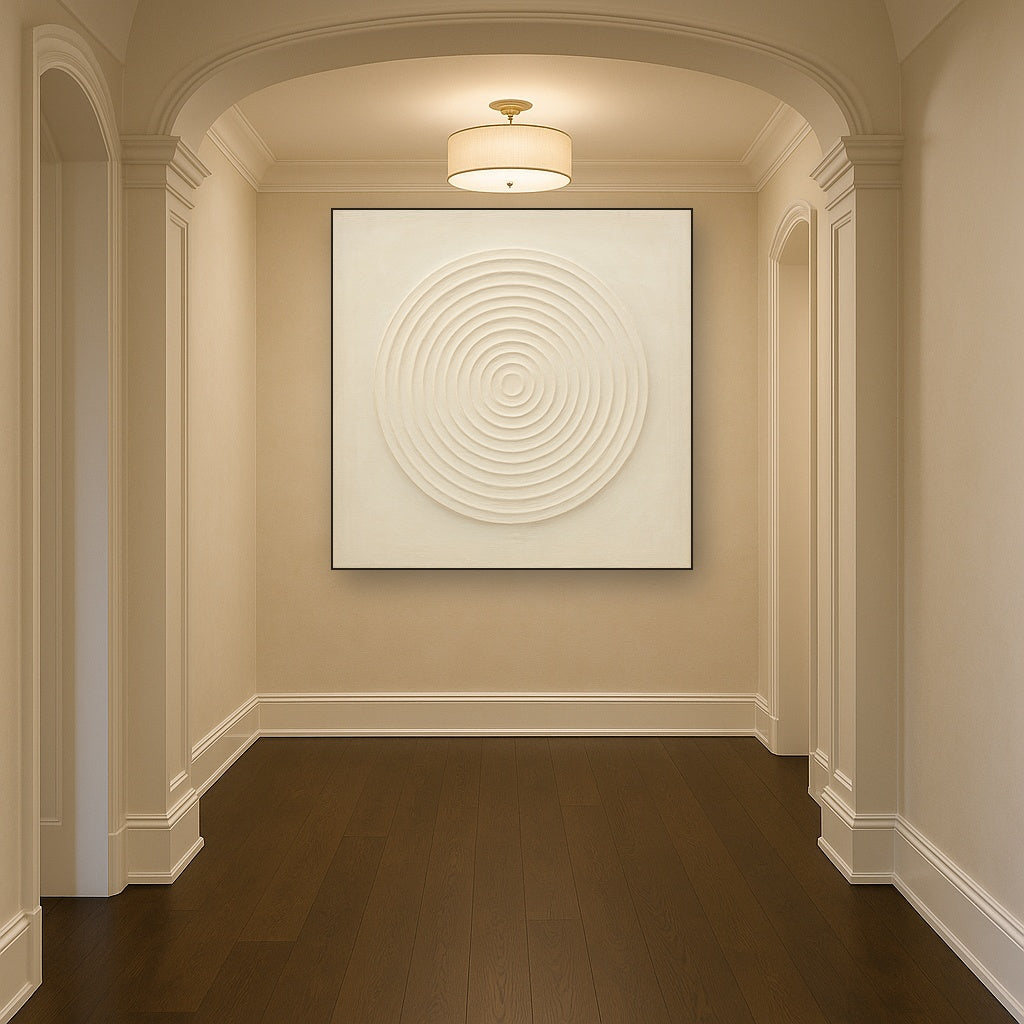Concentric Zen Circles in Ivory No. 8 - Modern Fine Art Oil Painting - View 5