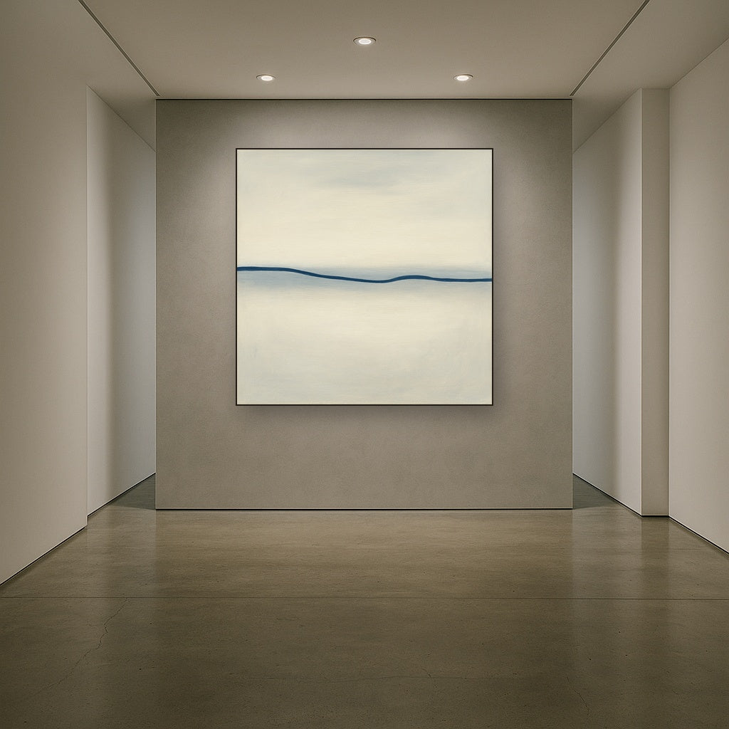 Minimalist Continuous Line Horizon in Deep Indigo No. 6 Fine Art Oil Painting - View 5