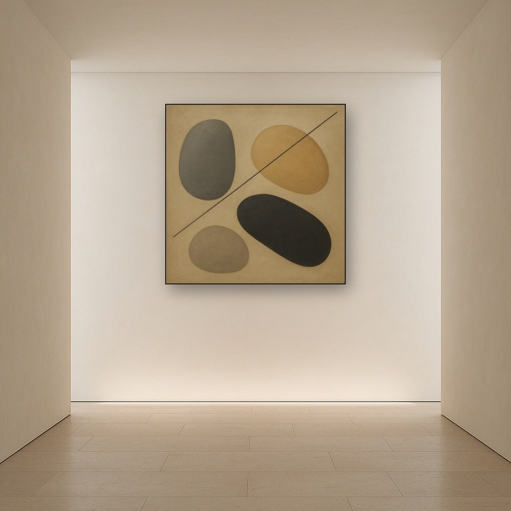 Organic Pebble Contours & Slanted Lines No. 6 Oil Painting - View 5