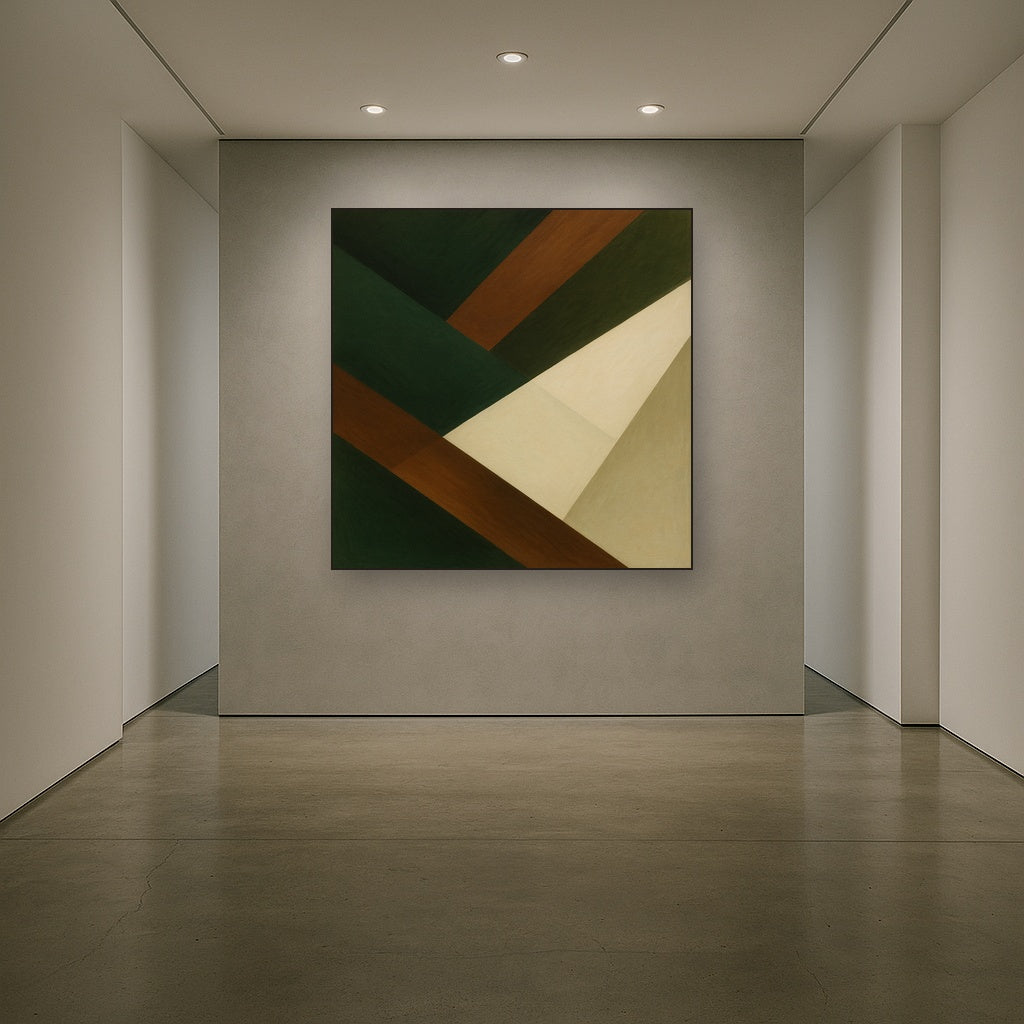 Kinetic Diagonal Planes in Forest & Alabaster No. 4 Fine Art Oil Painting - View 5