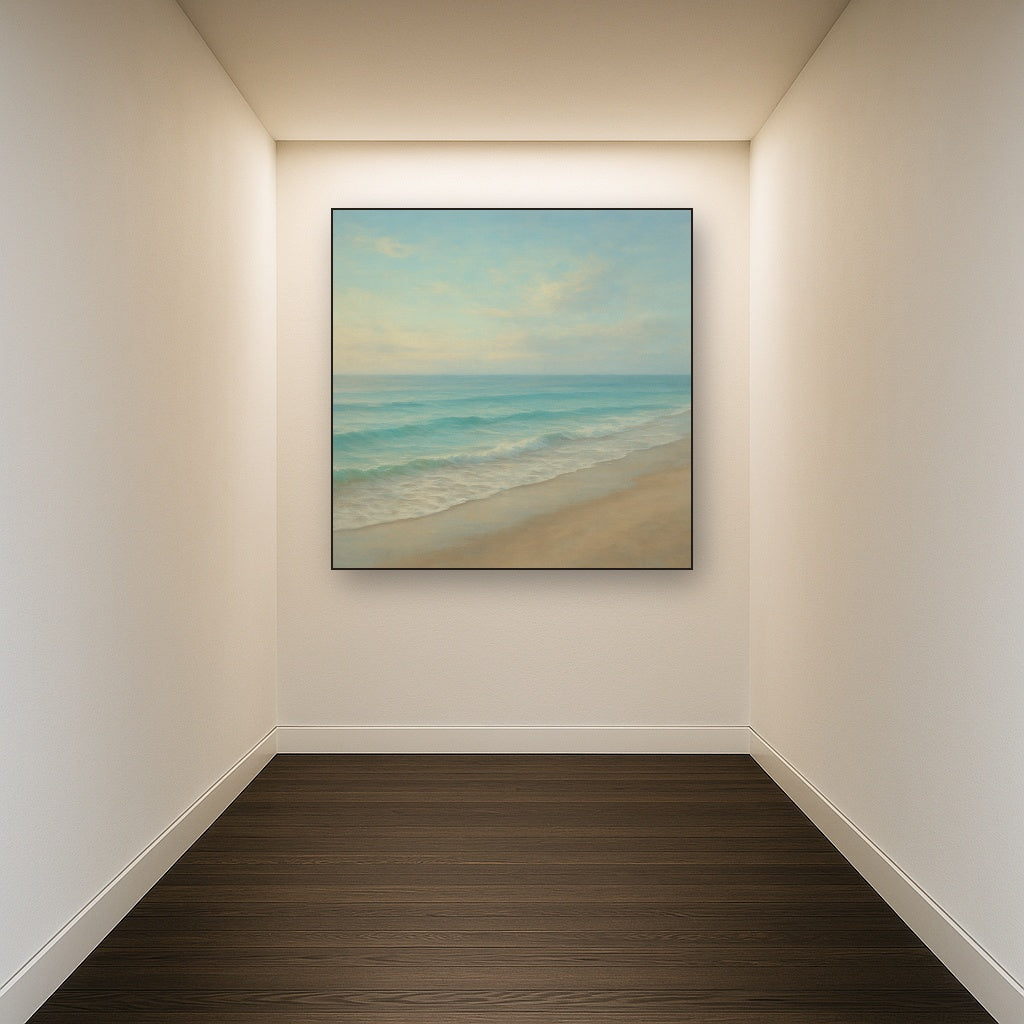 Tranquil Morning Tide over Soft Sand Beach No. 2 Fine Art Oil Painting - View 5