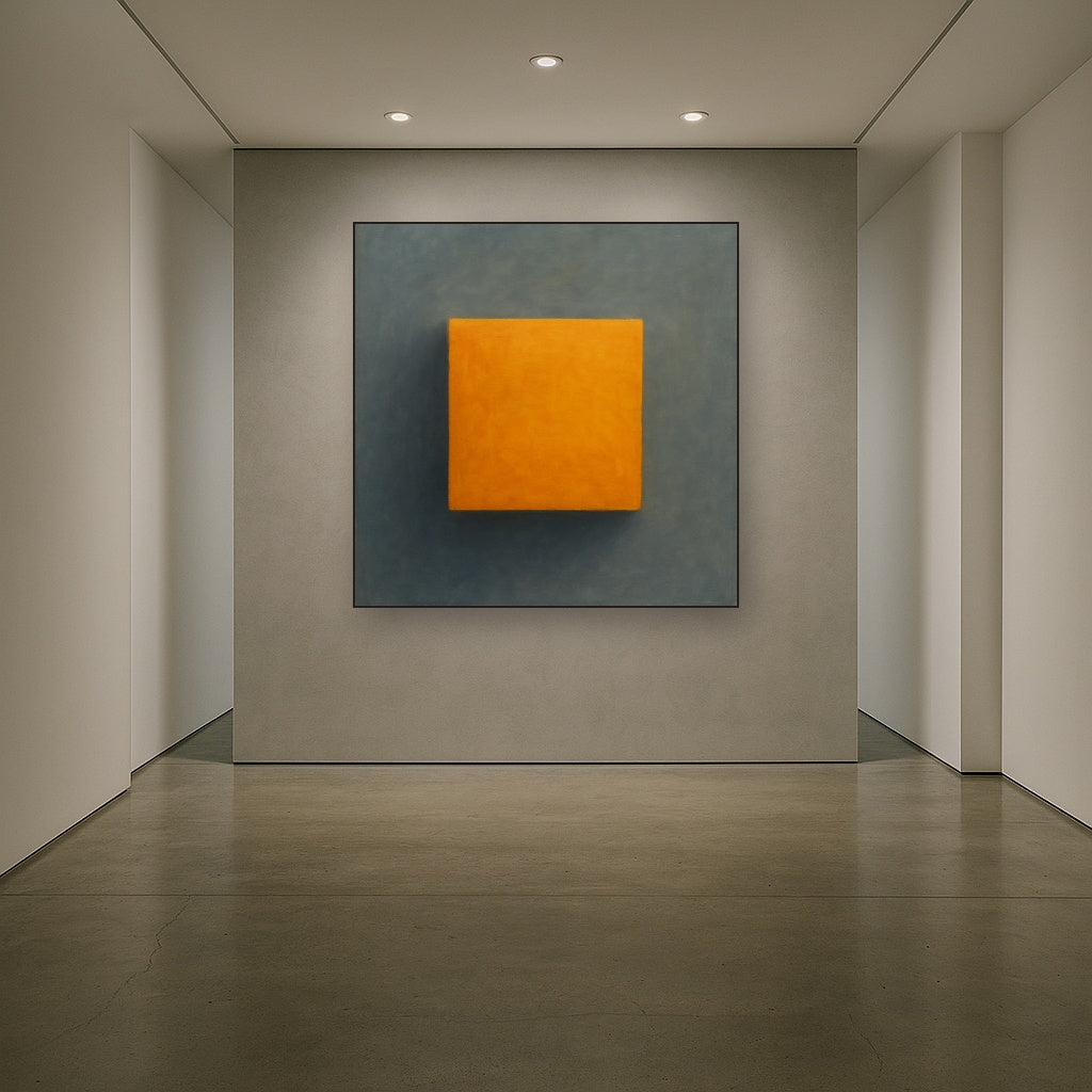 Cadmium Amber & Slate Grey Block No. 10 - Modern Fine Art Oil Painting - View 5
