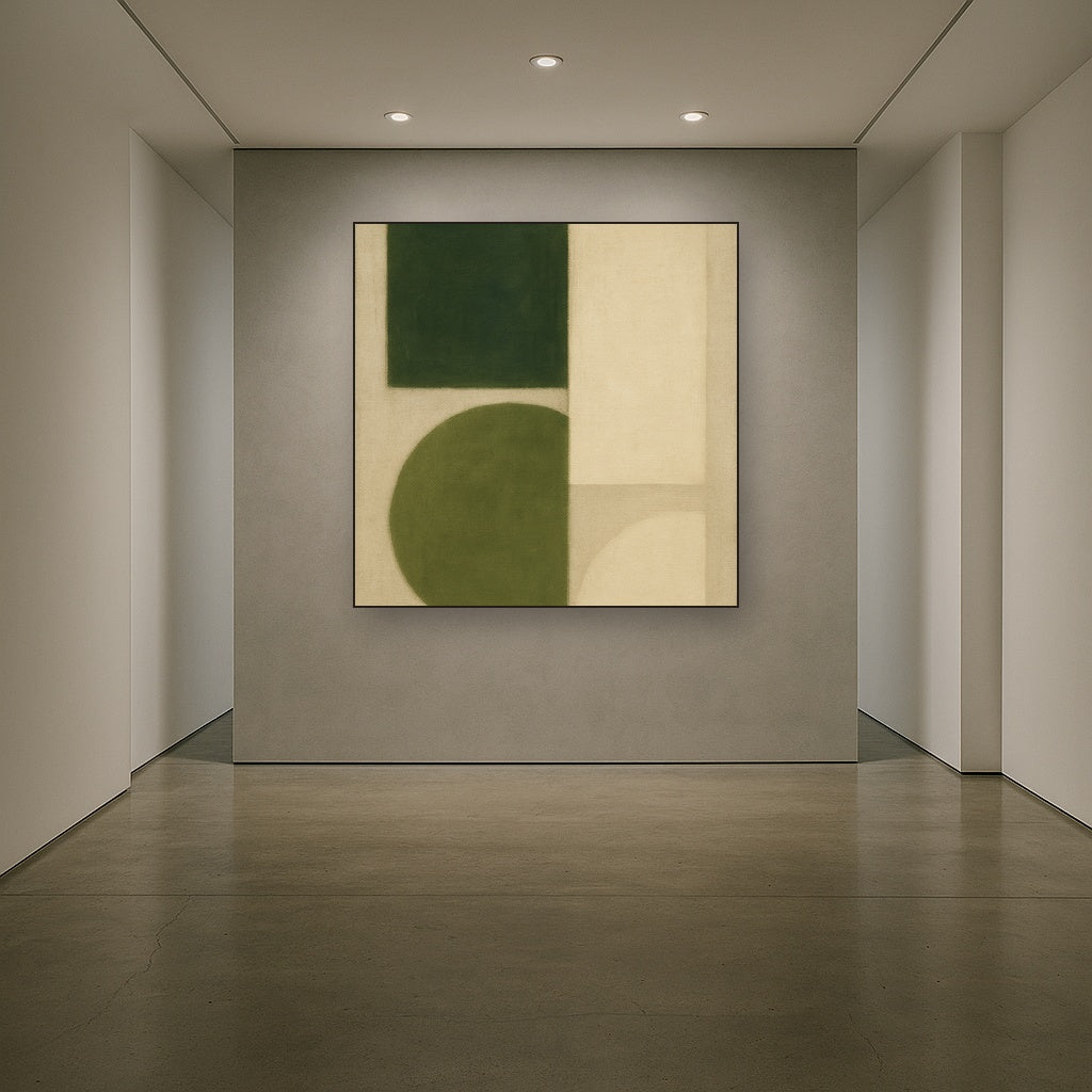 Forest Emerald & Chalk Interlock No. 6 - Modern Fine Art Oil Painting - View 5