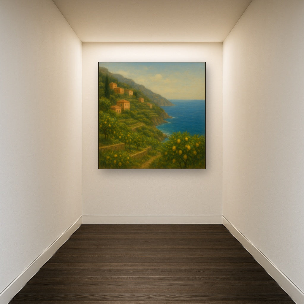 Italian Amalfi Coastline Terraces & Lemon Grove No. 6 Oil Painting - View 5