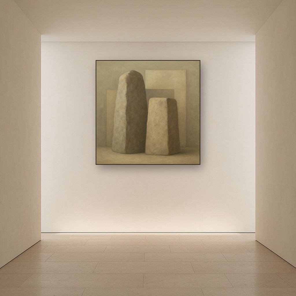 Driftwood Grey & Weathered Stone Monolith No. 29 Oil Painting - View 5