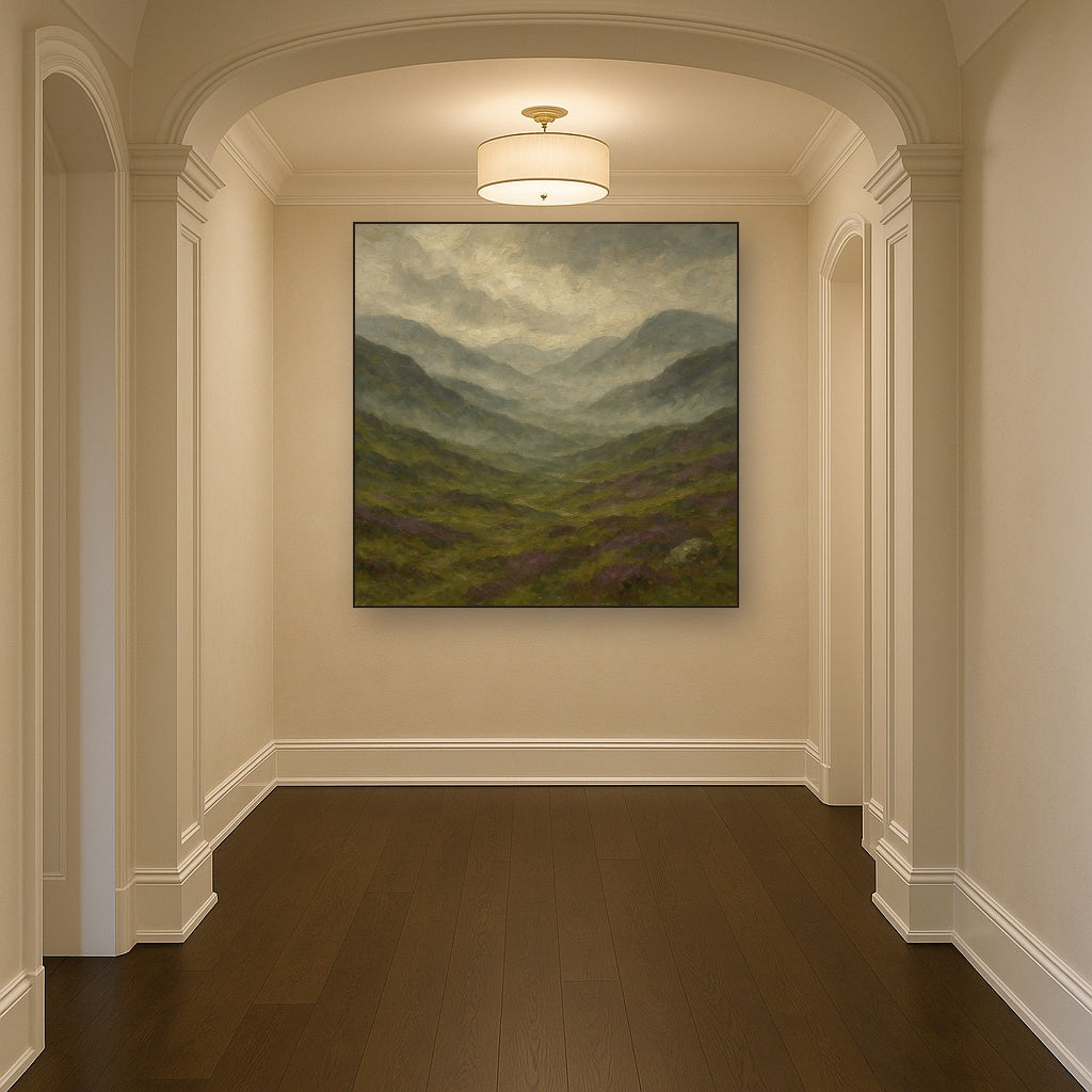 Mist Over Scottish Highlands Landscape Oil Painting - View 5