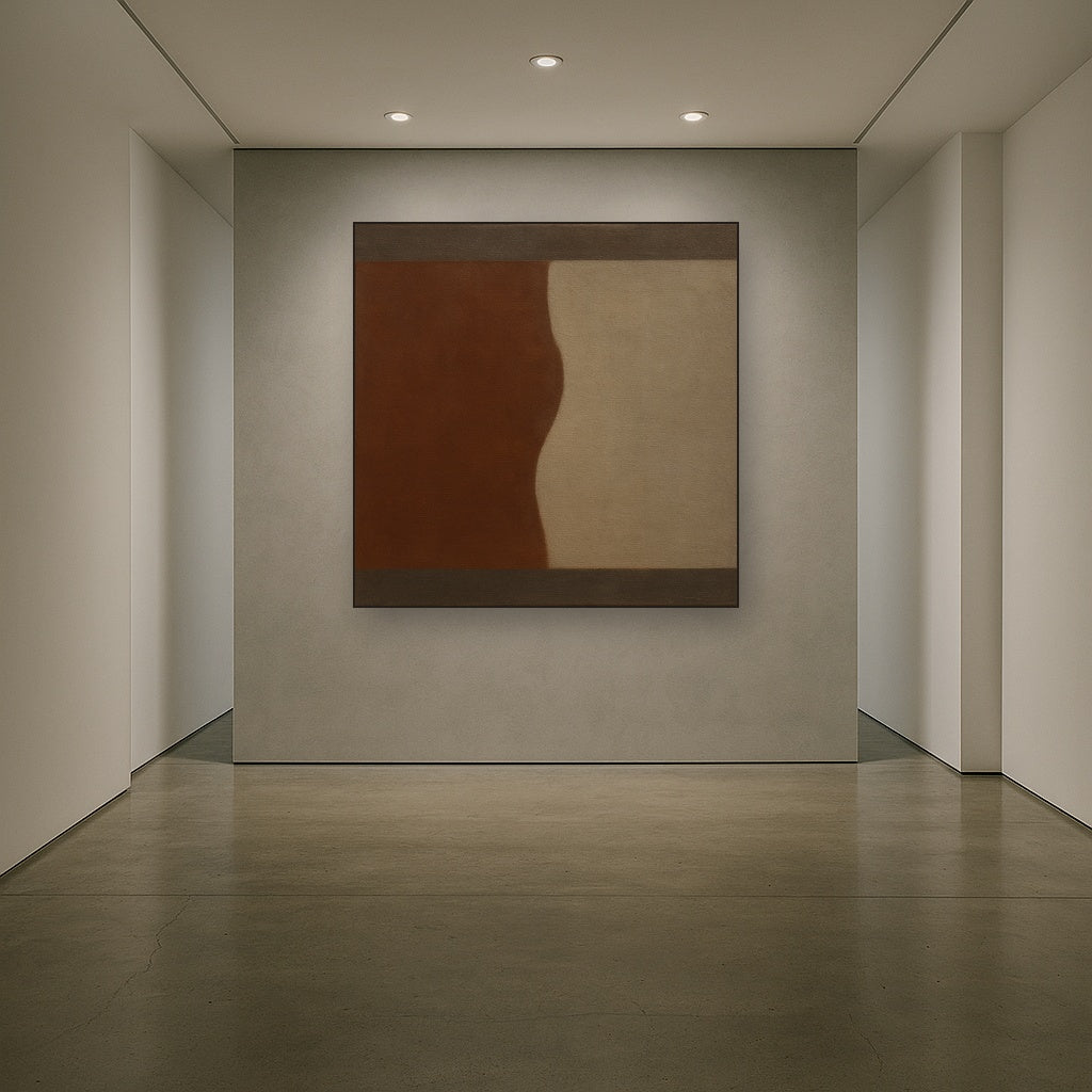 Burnt Umber & Greige Duet No. 7 - Modern Fine Art Oil Painting - View 5