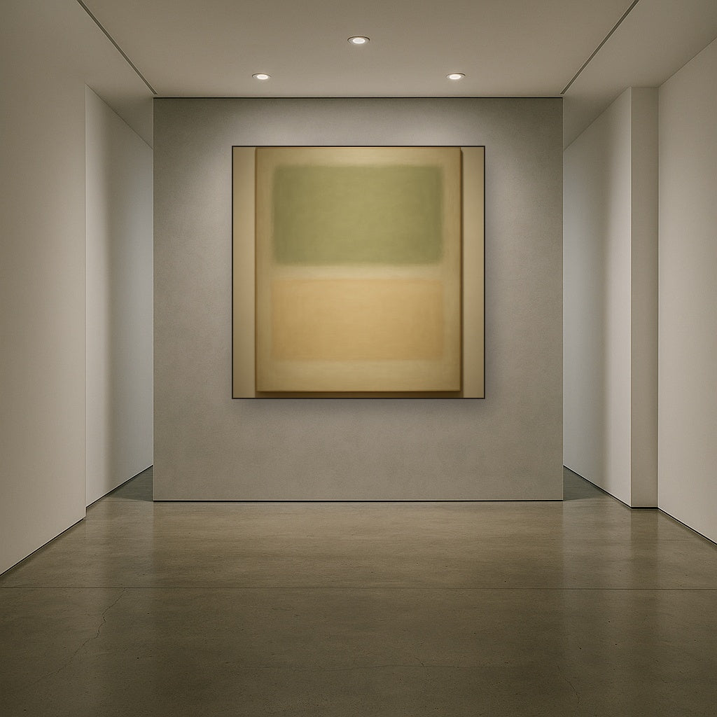 Sage Olive & Pale Sandstone Minimalist Harmony No. 10 Oil Painting - View 5