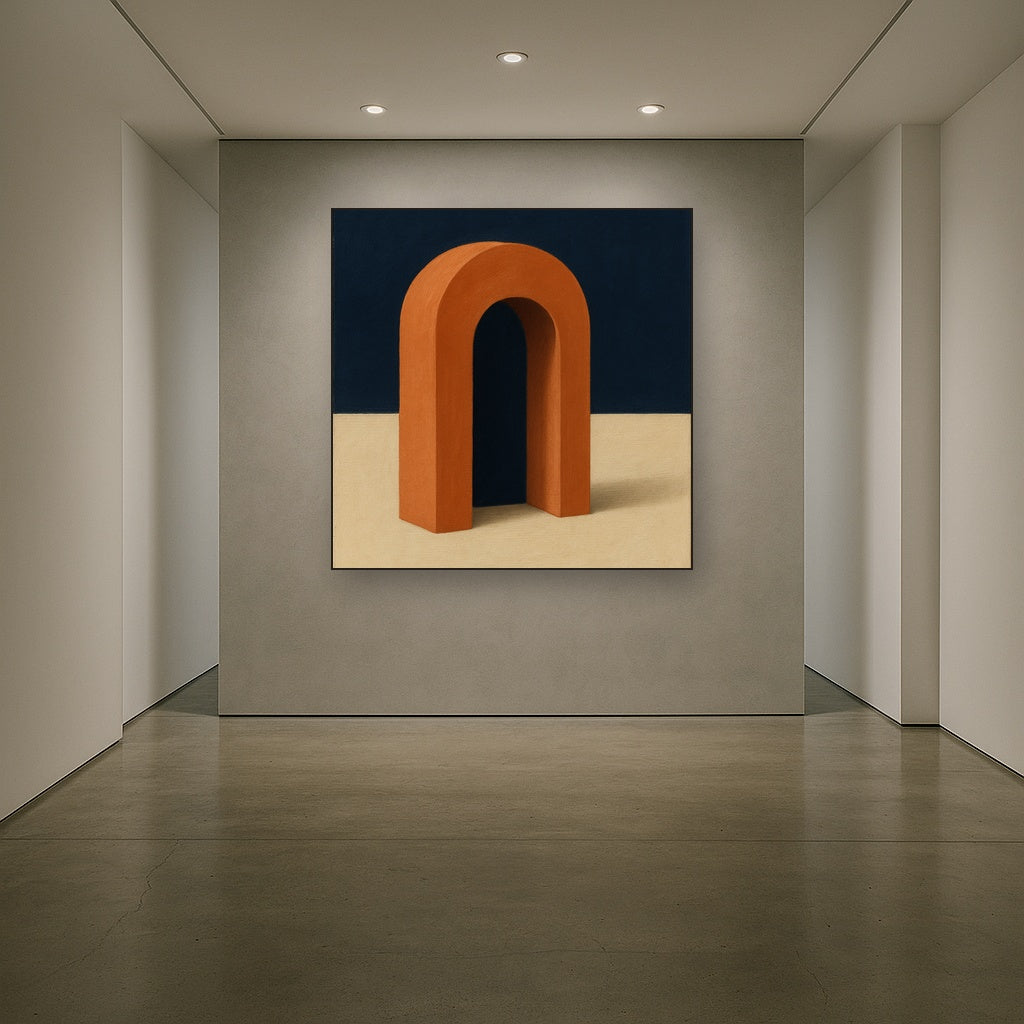 Terracotta Clay & Cream Arch No. 4 - Modern Fine Art Oil Painting - View 5