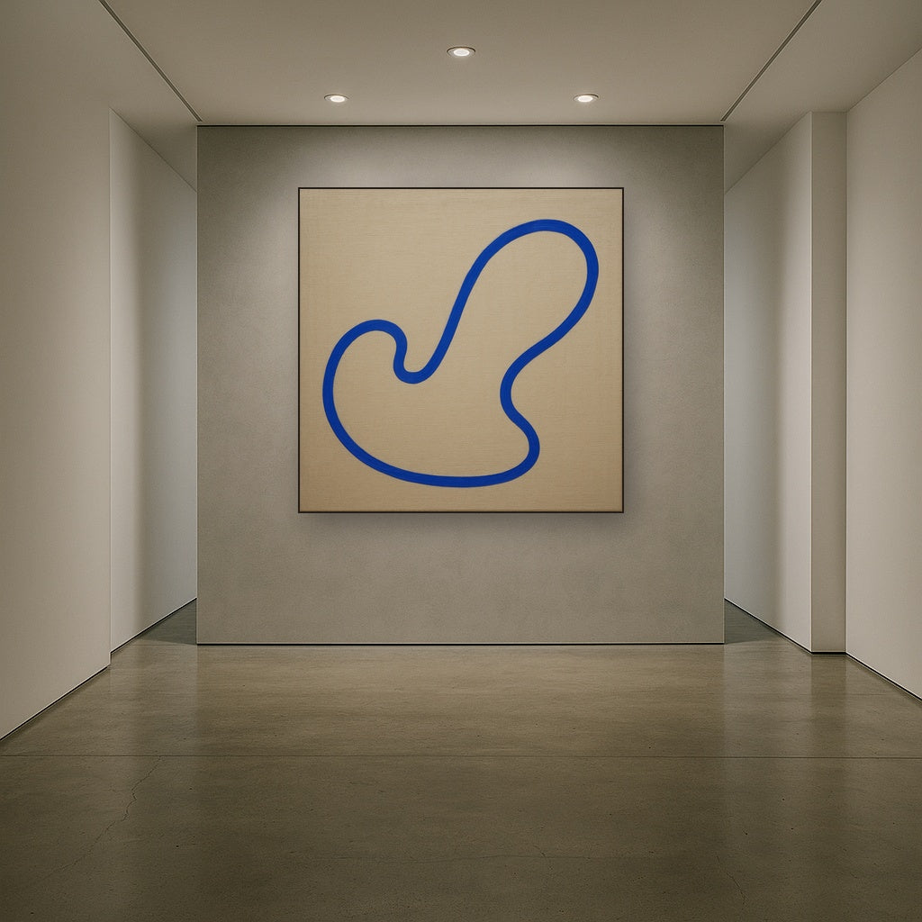Cobalt Blue & Pale Oat Contour No. 8 - Modern Fine Art Oil Painting - View 5