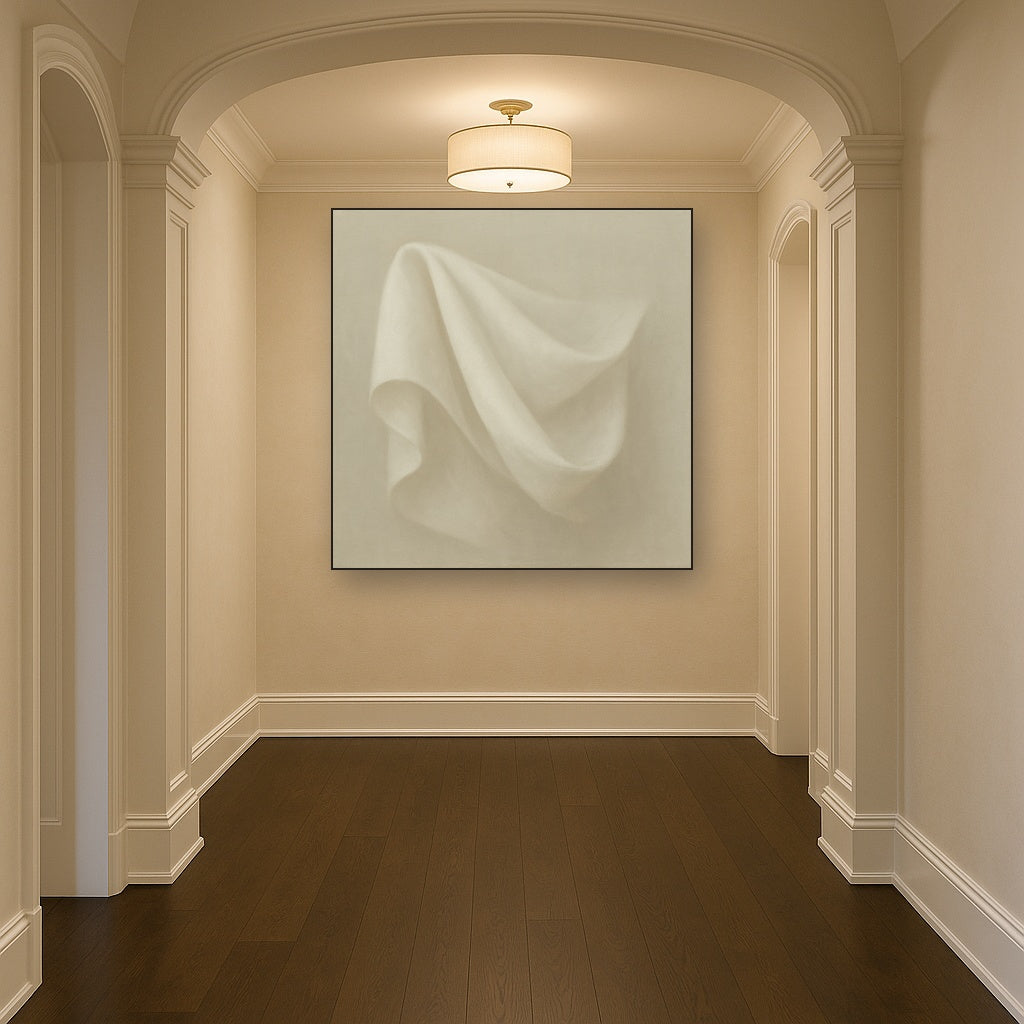 Alabaster Linen Texture Fold No. 4 - Modern Fine Art Oil Painting - View 5