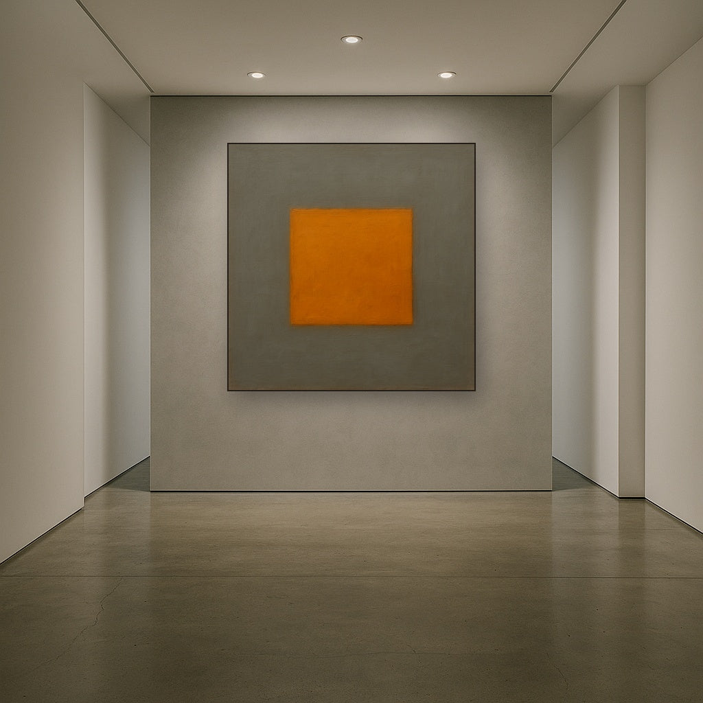 Cadmium Amber & Slate Grey Block No. 10 - Modern Fine Art Oil Painting - View 5