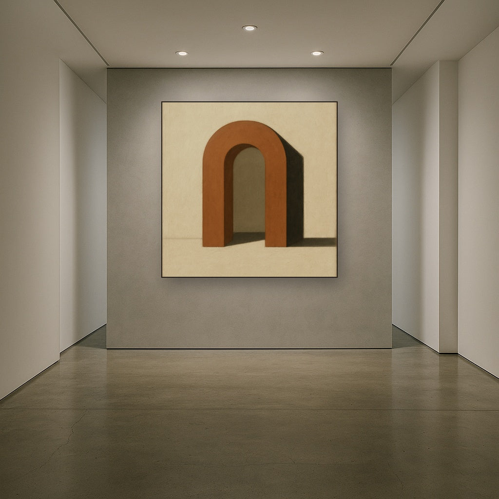 Terracotta Clay & Cream Arch No. 4 - Modern Fine Art Oil Painting - View 5