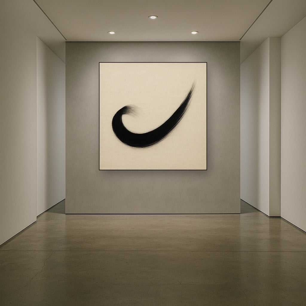 Monochrome Brushstroke Void No. 5 - Modern Fine Art Oil Painting - View 5