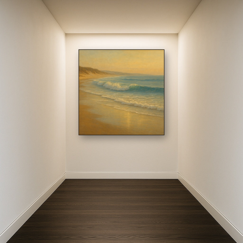 Gentle Breaking Waves & Wet Beach Reflection No. 17 Oil Painting - View 5