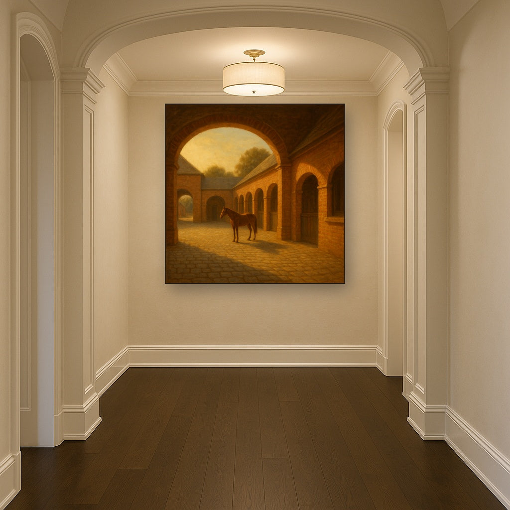 Equestrian Stable Courtyard in Late Afternoon No. 11 Oil Painting - View 5