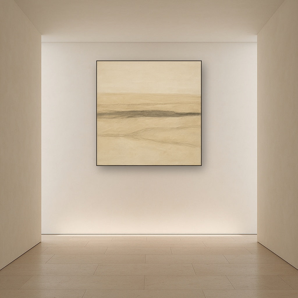 Raw Limestone Horizon & Washed Linen No. 7 Oil Painting - View 5