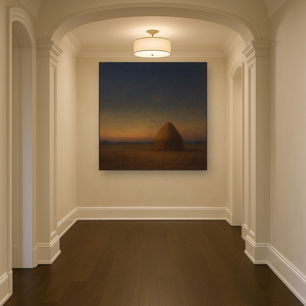 Dusk Horizon over Weathered Haystack No. 4 Oil Painting - View 5