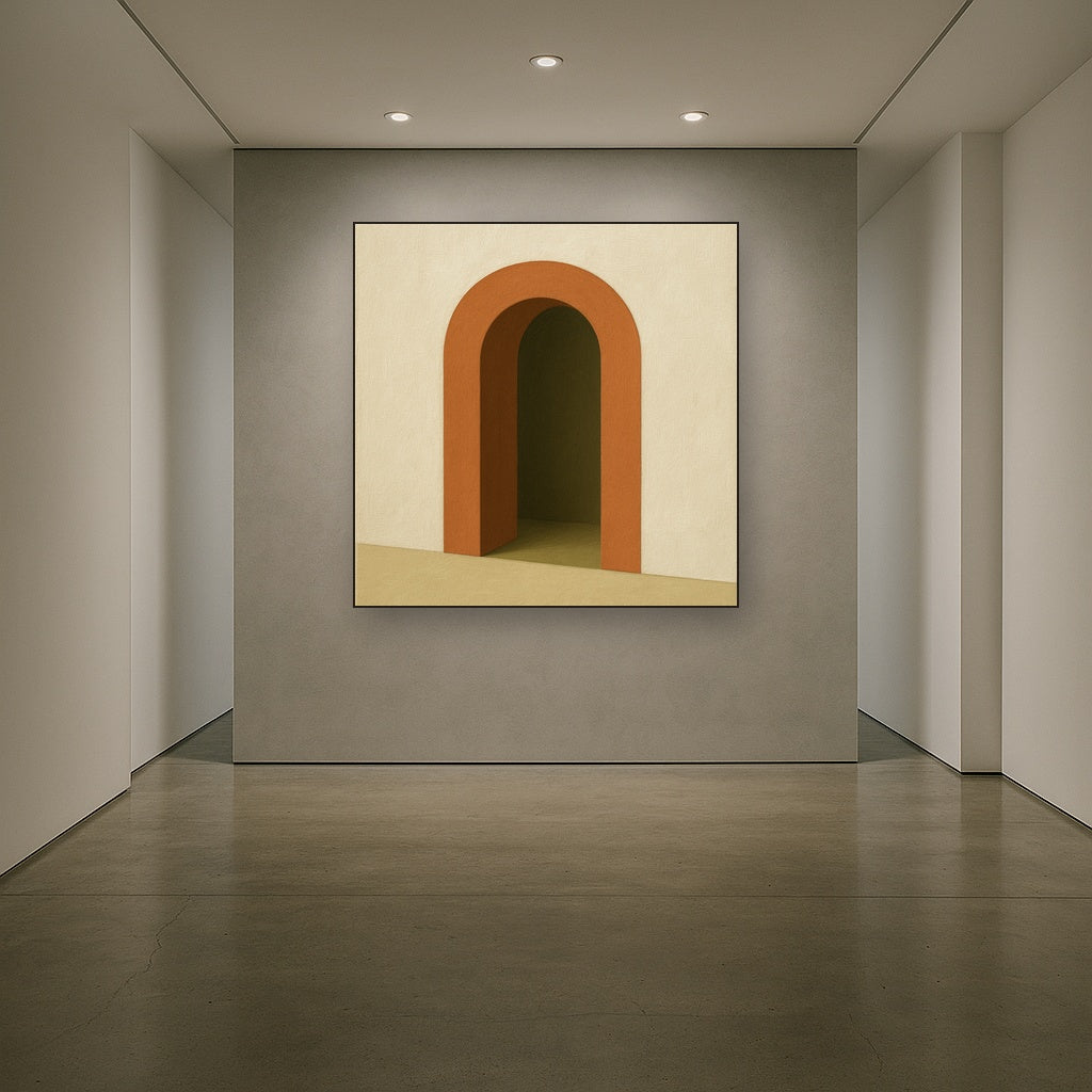 Terracotta Clay & Cream Arch No. 4 - Modern Fine Art Oil Painting - View 5