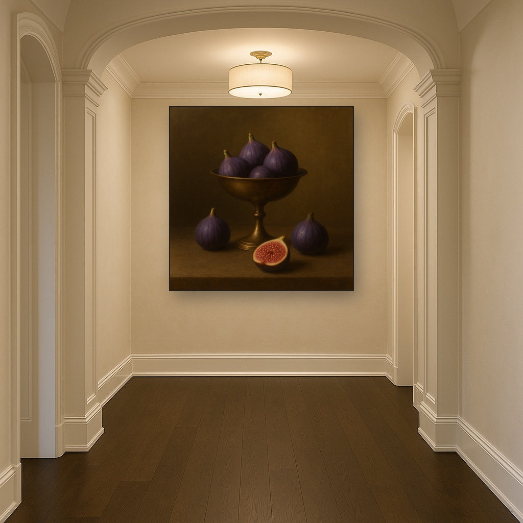 Ripe Figs & Bronze Compote Still Life No. 9 Oil Painting - View 5
