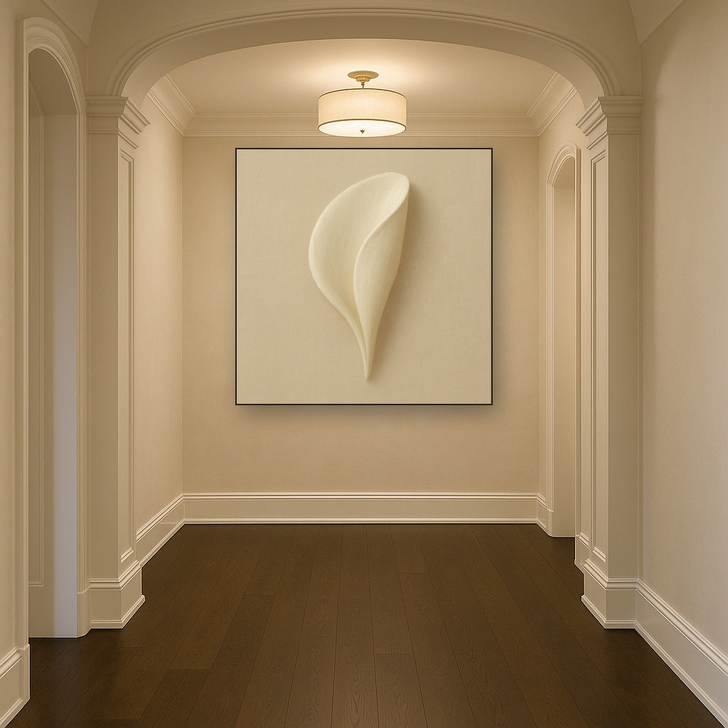 Sculpted Ivory Floral Contour No. 1 - Modern Fine Art Oil Painting - View 5