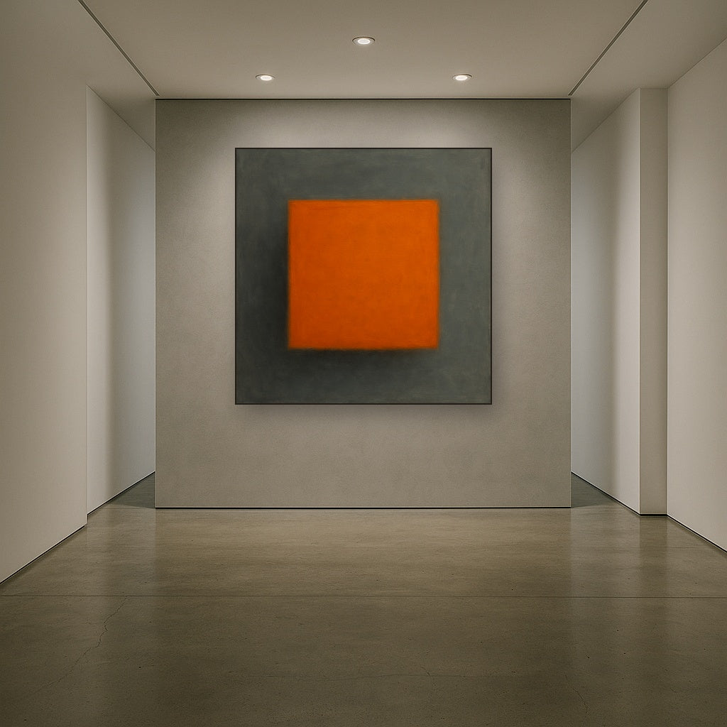 Cadmium Amber & Slate Grey Block No. 10 - Modern Fine Art Oil Painting - View 5