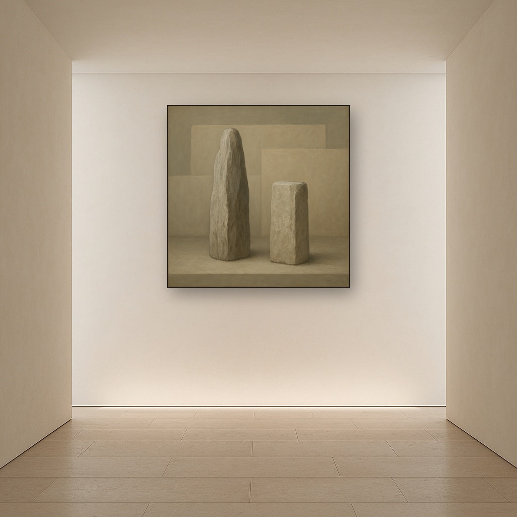 Driftwood Grey & Weathered Stone Monolith No. 10 Oil Painting - View 5
