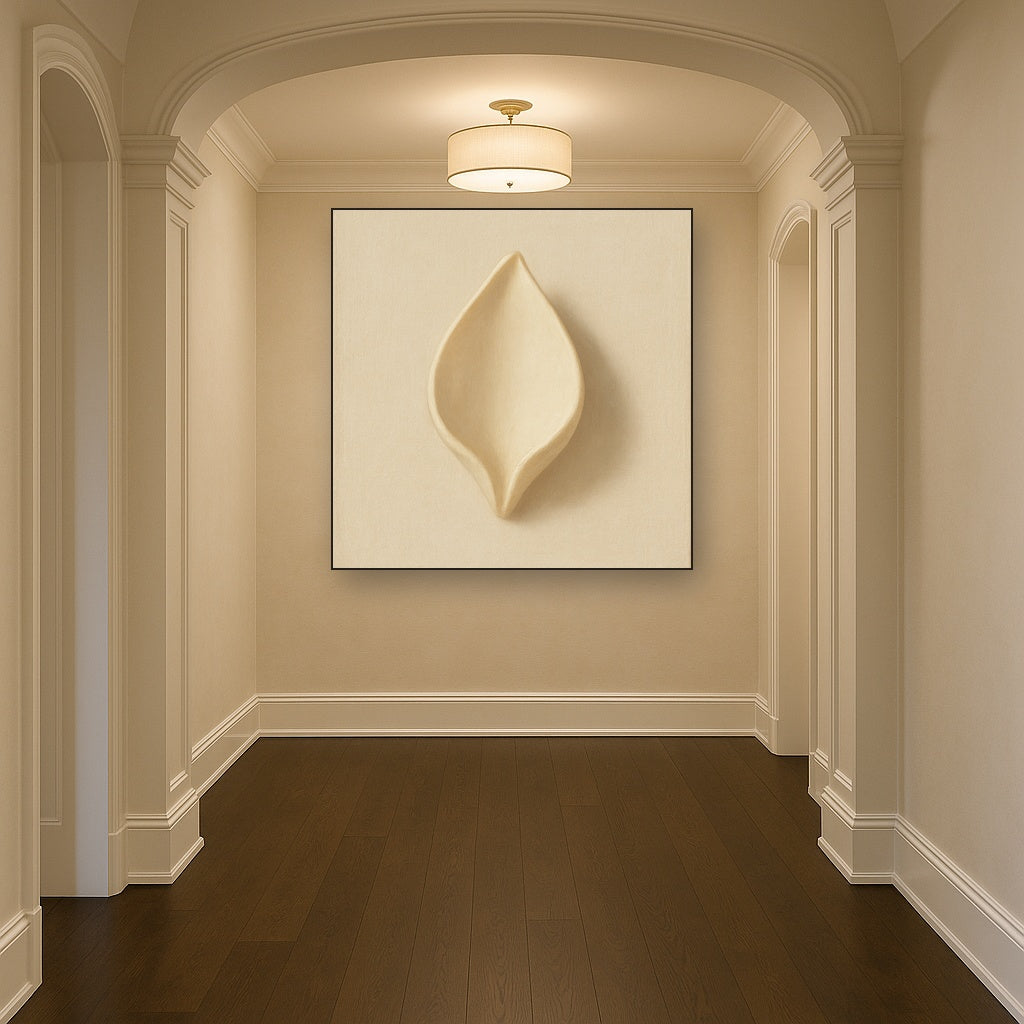 Sculpted Ivory Floral Contour No. 1 - Modern Fine Art Oil Painting - View 5