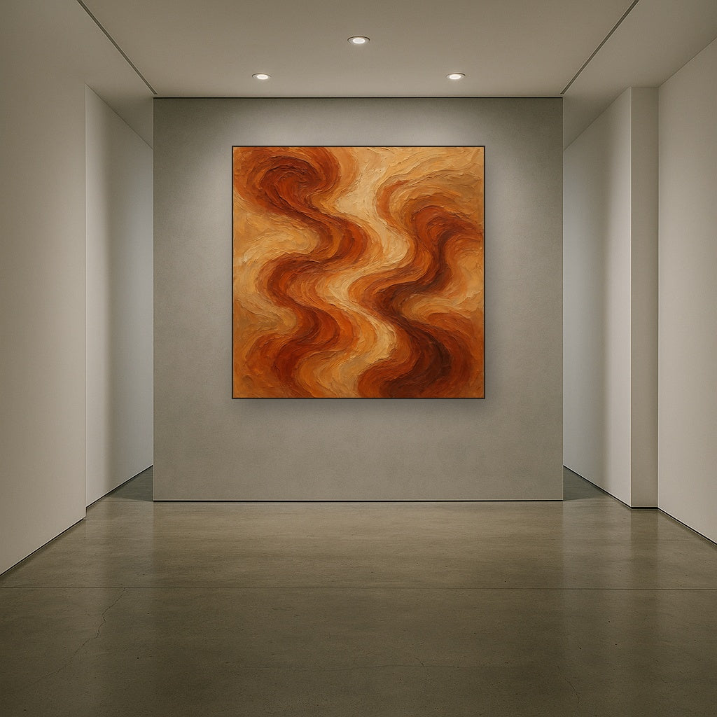 Sienna Drift Modern Abstract Oil Painting - View 5