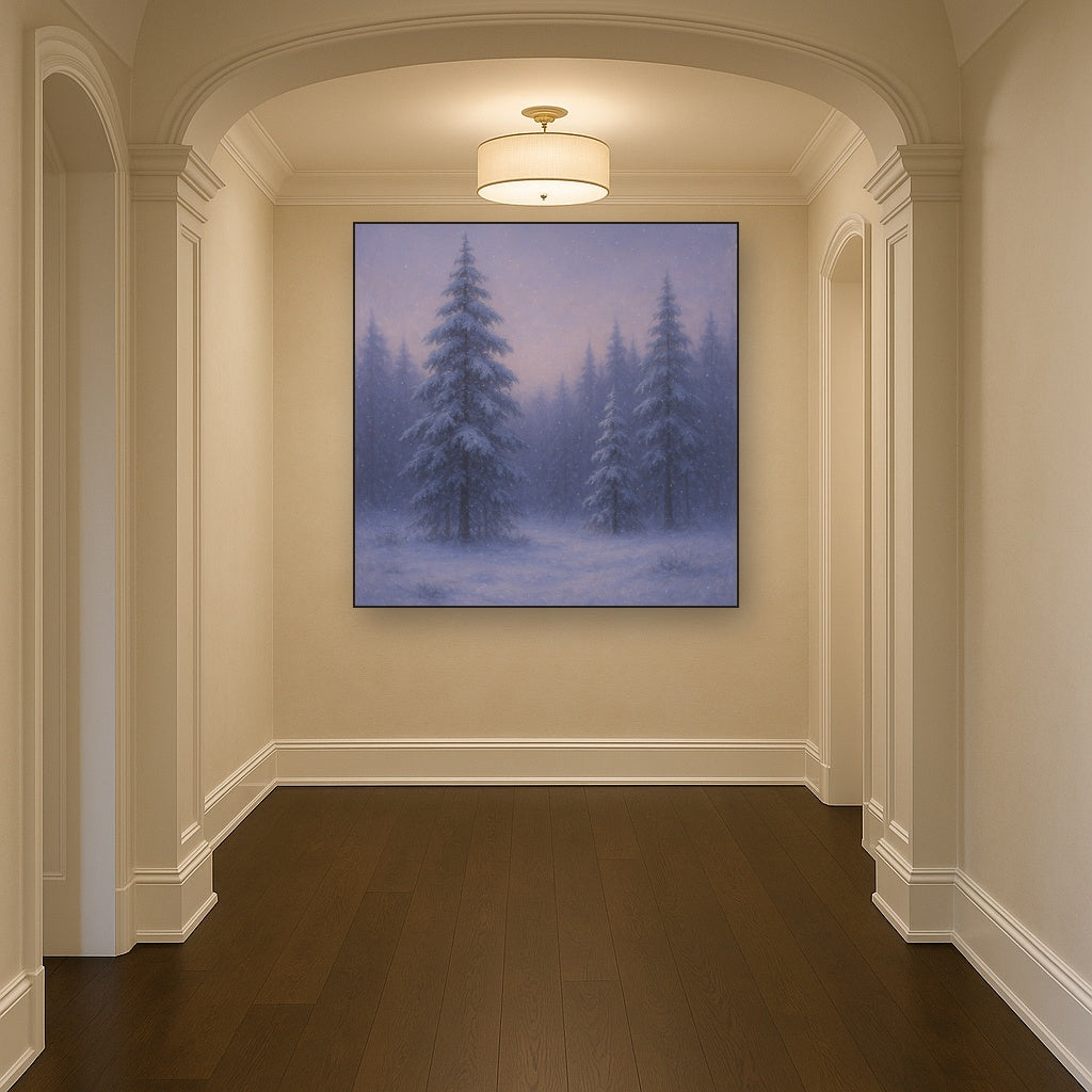 Quiet Pine Forest in Gentle Twilight Snow No. 9 Oil Painting - View 5