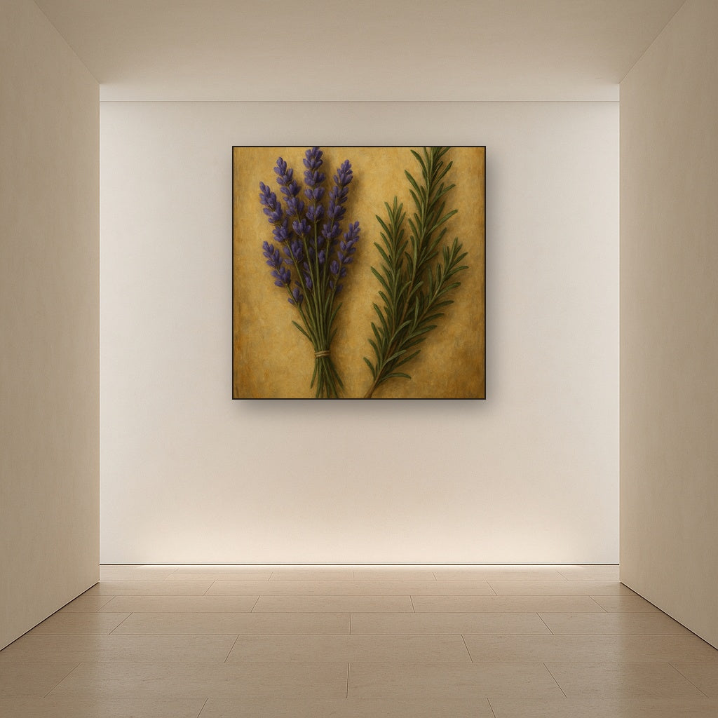 Vintage French Herbarium Lavender & Rosemary No. 8 Fine Art Oil Painting - View 5