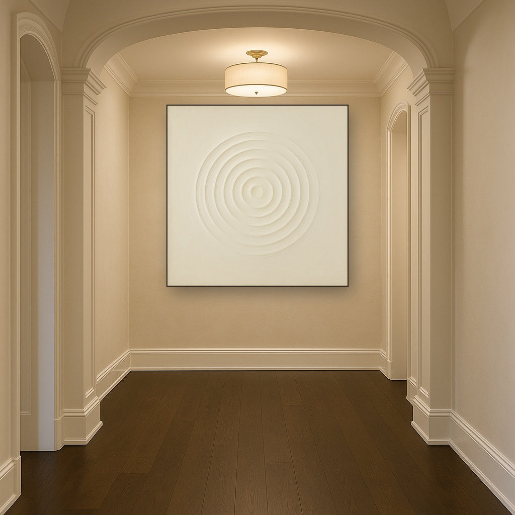 Concentric Zen Circles in Ivory No. 8 - Modern Fine Art Oil Painting - View 5