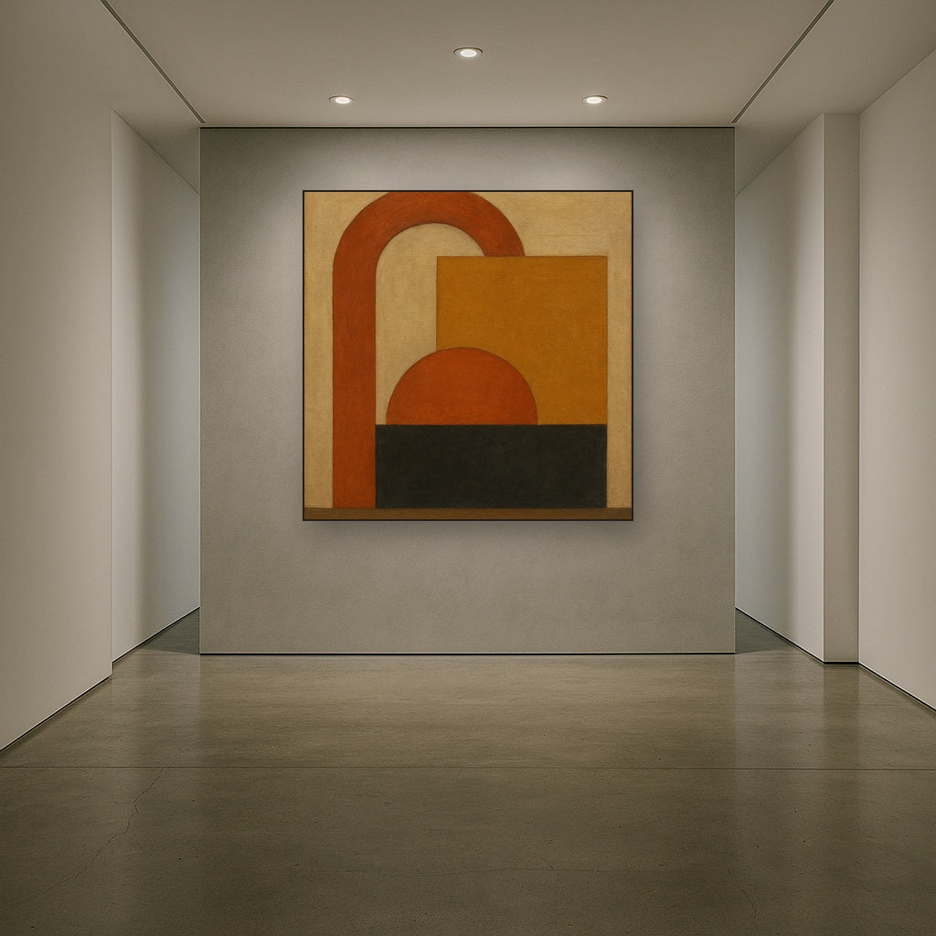 Bauhaus Archway & Terracotta Semicircle Suite No. 10 Fine Art Oil Painting - View 5